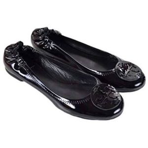 Tory Burch Ballet Flats Black Patent Leather Size 8.5